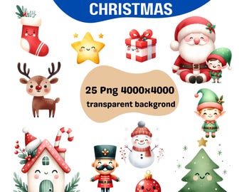 Weihnachten Clipart Bundle, Urlaub PNG Grafiken (Digitaler Download)