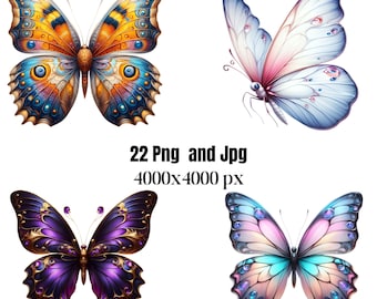 Elegant Butterfly Clipart, Spring Printable (PNG & JPG)
