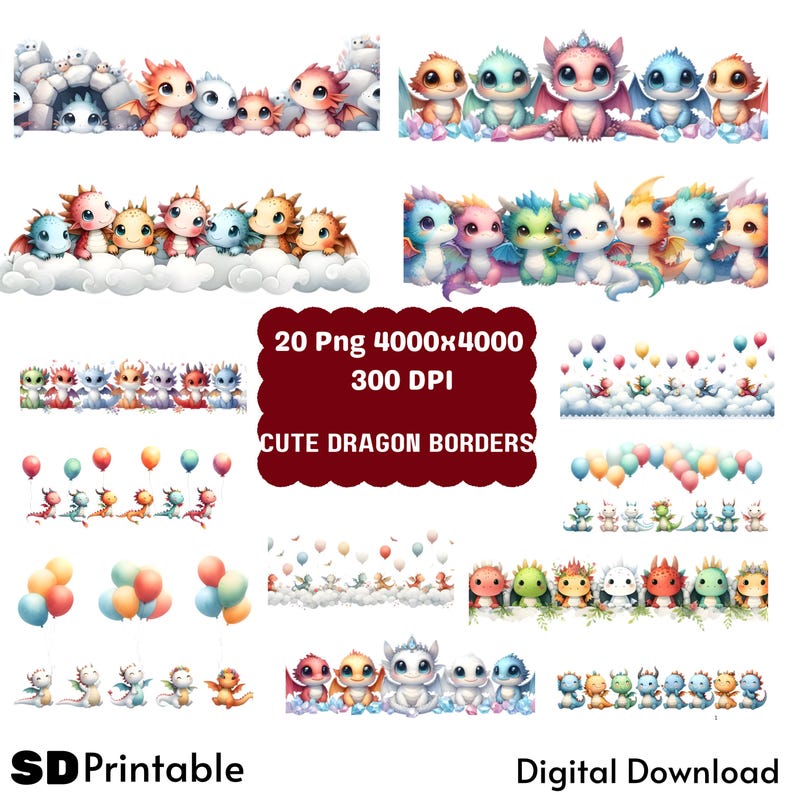 Dragon Borders Clipart, Fantasy PNG Bundle (digital Download - Etsy