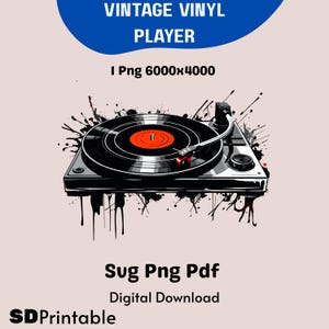 Tocadiscos de vinilo vintage: Gráficos de música retro (SVG, PNG, PDF)