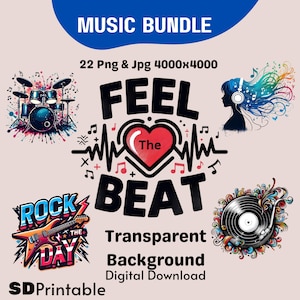 Music Clipart Bundle: Rock Band PNG JPG (Digital Download)