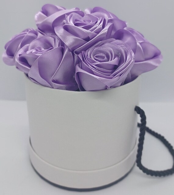 Silk Ribbon Roses. Flower Box. Satin Roses. Eternity Rose