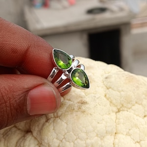 Peridot Gemstone Ring, Solid 925 Sterling Silver Ring, Statement Ring, Beautiful Ring, Handmade Women Ring, Lovely Ring, Popular Ring,  CM48