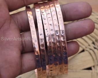 Handmade Hammered Solid Copper Bangle Set - Promise Bangles