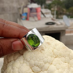 Peridot Gemstone Ring, Solid 925 Sterling Silver Ring, Statement Ring, Handmade Women Ring, Worry Ring, Anniversary Ring, Popular Ring, CM33