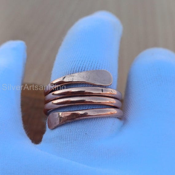 Anello In Rame Massiccio Regolabile Fatto A Mano &ndash; Gioiello Vintage Per Donna