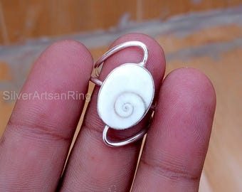 Shiva Eye Shell Ring: 925 Sterling Silver, Boho Statement Smycken