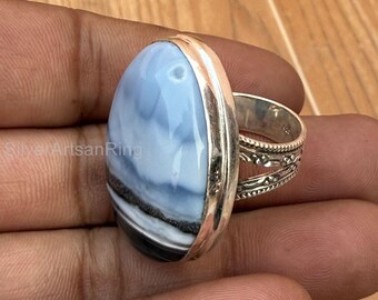 Owyhee Blue Opal Ring: Handmade Sterling Silver Statement Ring