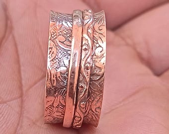 Anillo giratorio de cobre hecho a mano: Anillo de meditación estilo bohemio