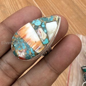 Oyster Kupfer Türkis Ring, solide 925 Sterling Silber Ring, Schöne Ring, Statement Ring, handgemachte Frauen Ring, beliebte Geschenk Ring, CM448