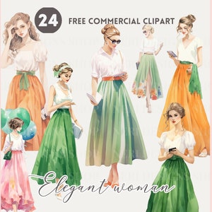Aquarelle de femme élégante, clipart femme élégante au téléphone portable, PNG gratuit, femme à succès, téléphone portable