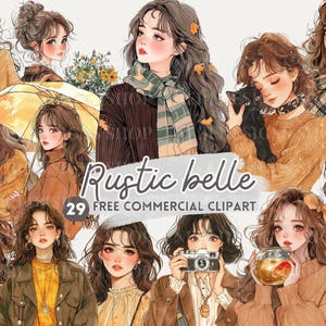 Garota em roupa marrom aquarela clipart, Moda Terrosa PNG comercial grátis, Adesivo feminino para Diário, Estilo Rústico Aconchegante, Estética Quente
