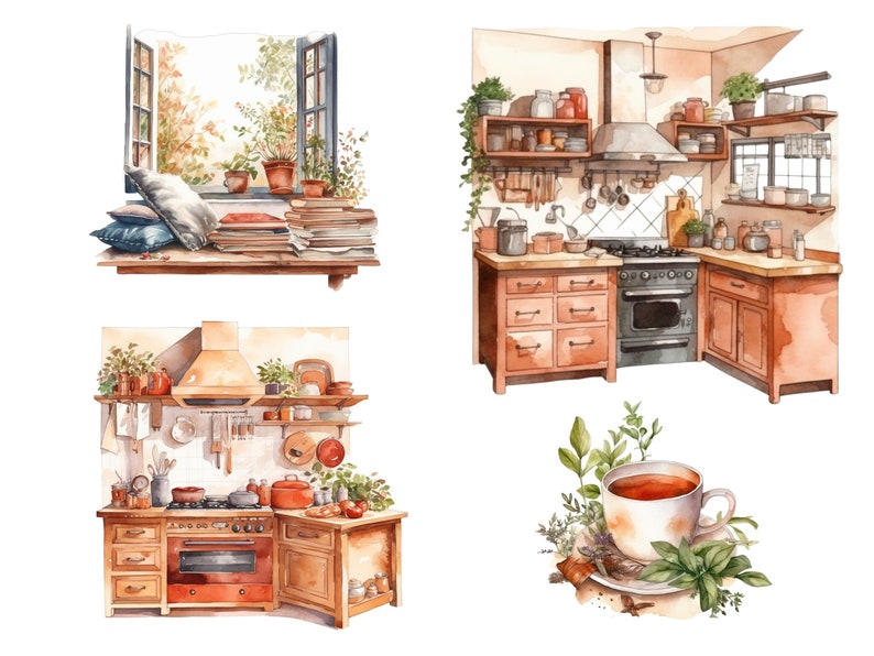 Cozy Living Watercolor Clipart Bundle Warm Home Free - Etsy