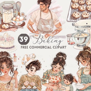 Bakken aquarel clipart, bakingrediënt gratis commerciële png, cupcake, koekje, afbeelding taart maken, bloemmixer, afbeelding bakscène