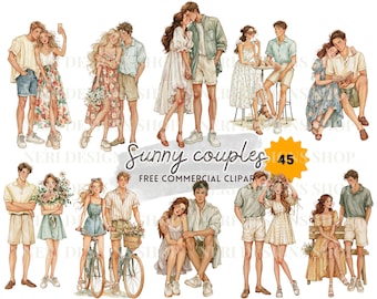 Romantic Couple Watercolor Clipart Bundle, Daily Romance, Romantic Couples, Love Story Collection Illustration