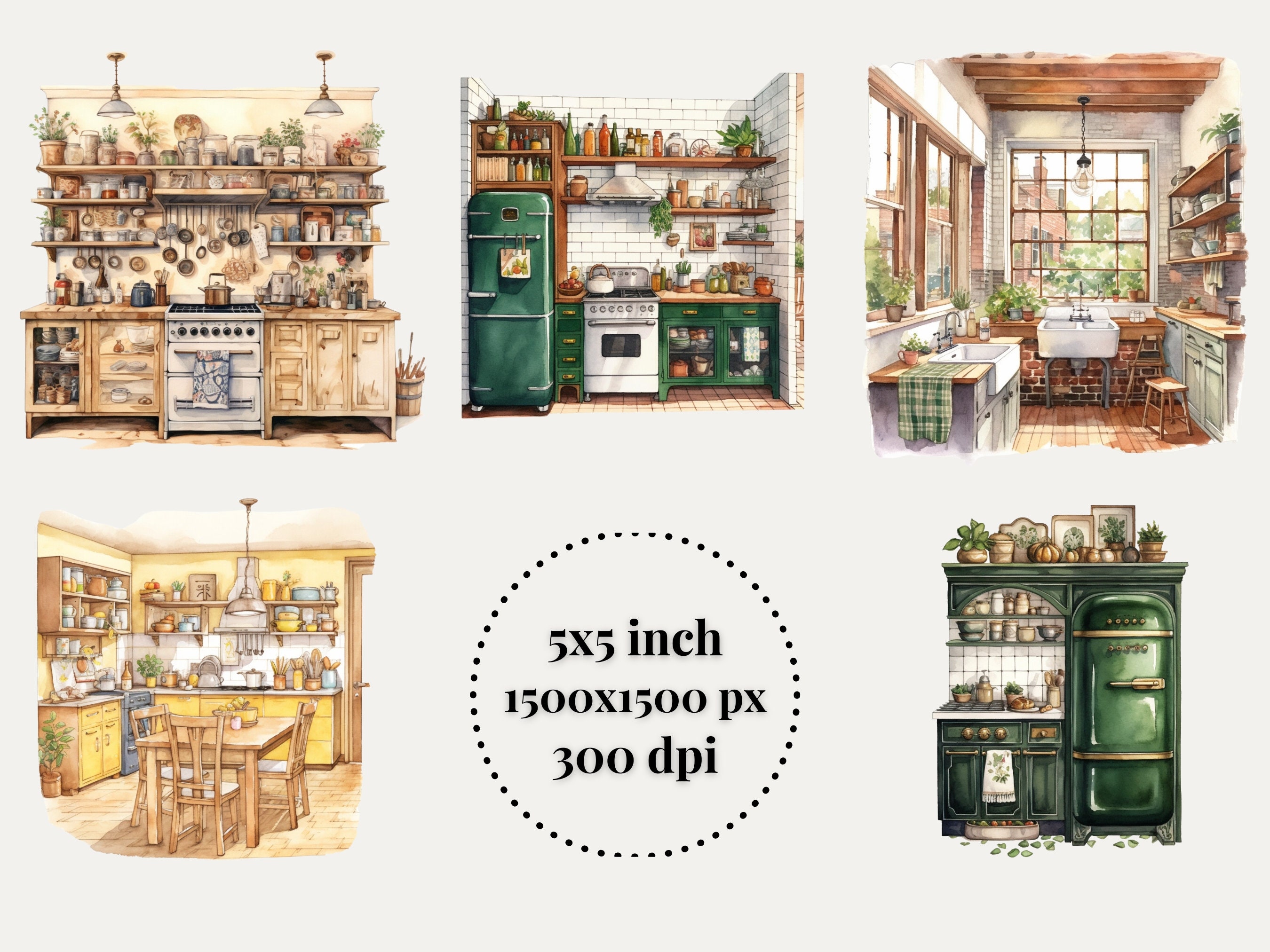 Cozy Kitchen Watercolor Clipart Bundle, Cozy Cooking Free Commercial ...