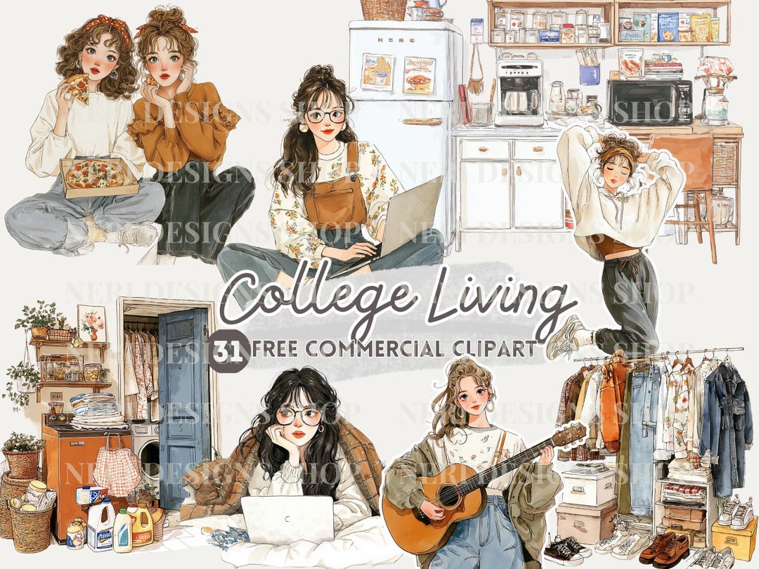 Student Life Visual University Student Life Watercolor Clipart, Student Apartment, Campus ...