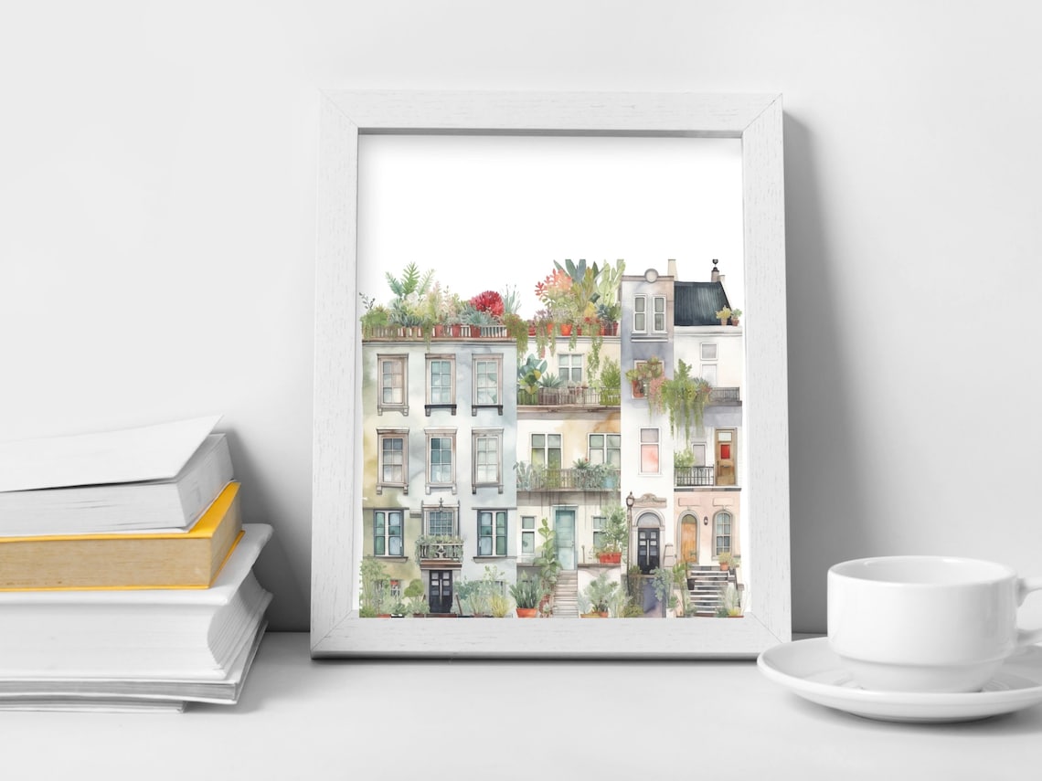 Townhome Watercolor Clipart Bundle Free Commercial Watercolor Etsy