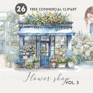 Flower shop watercolor clipart bundle, Flower store Free commercial PNG set, Floral delivery Illustration, Floral Boutique Graphics