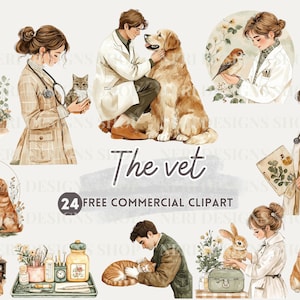 Dierenarts met hond aquarel clipart Dierenarts en kat gratis commerciële png, dierenarts en vogel, dierenarts en konijn dierenkliniek medische zorg voor huisdieren