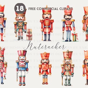 Quebra-nozes Soldado aquarela clipart pacote Natal grátis comercial png conjunto ilustração de feriado personagem festivo ornamento decoração clipart