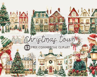 Weihnachtsstadthaus Aquarell Clipart, Festes Stadt Stadthaus PNG, Urlaub Stadthaus, Winter Stadtplatz, Winter Kirche, Weihnachtsmarkt