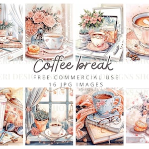 Tasse à café et clipart aquarelle pour ordinateur portable, tasse à café et sac à main publicité gratuite, café et livre, pause-café, papier café et pain