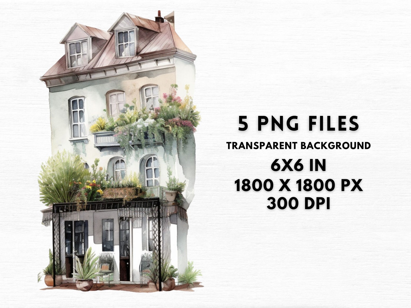 Townhome Watercolor Clipart Bundle Free Commercial Watercolor Etsy