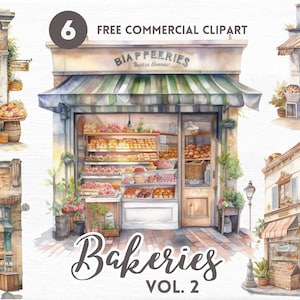 Bakery watercolor clipart bundle Free commercial Baker shop watercolor clipart set Aesthetic watercolor illustration, Baking shop clipart