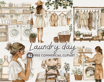 Clipart acquerello per il giorno del bucato, lavatrice PNG commerciale gratuita, lavanderia, faccende domestiche, arte per l'organizzazione della casa, adesivo per la vita familiare