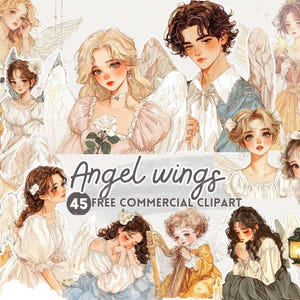 Engelsflügel Aquarell Clipart, himmlisches Wesen, Wächter free kommerzielle PNG, Engel Aufkleber, Cherub, Ethereal Male Angel Art, Dark Angel