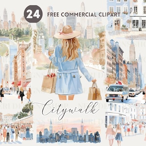 Stadsgezicht aquarel clipart, stadswandeling gratis commerciële png, stadsmeisjeswandeling, stadskermis, stadspark, Metropolitan Scene graphic stadsstraat