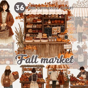 Herfstmarkt aquarel clipart, herfst eerlijke gratis commerciële png, meisje bij marktkraam, familie op seizoensmarkt, stel op herfstbazaar