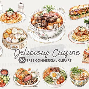 Voedsel aquarel clipart, westerse keuken gratis commerciële png, Aziatisch receptenboek, koken, culinaire illustratie, foodblog-afbeelding, gourmet