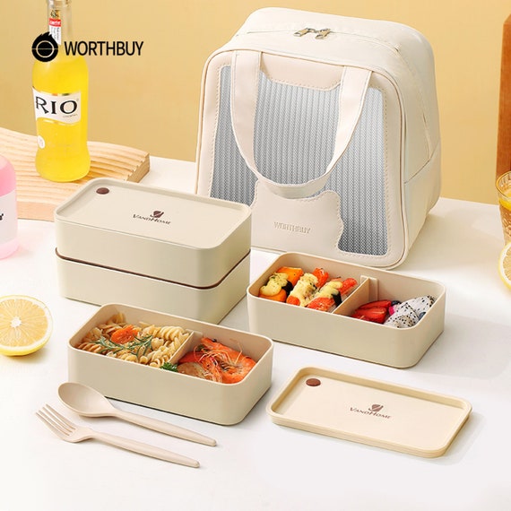 Portable Lunch Box, Bento Box With Compartments & Sauce Box