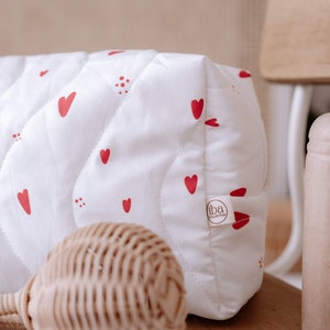 Niedliche rote Herzen Mama Baby Pflege Tasche, Popeline Baumwolle Baby Tasche, Windel Tasche, Baby Krankenhaus Tasche, Reise Baby Tasche für nachdenkliche Mütter Bild 2