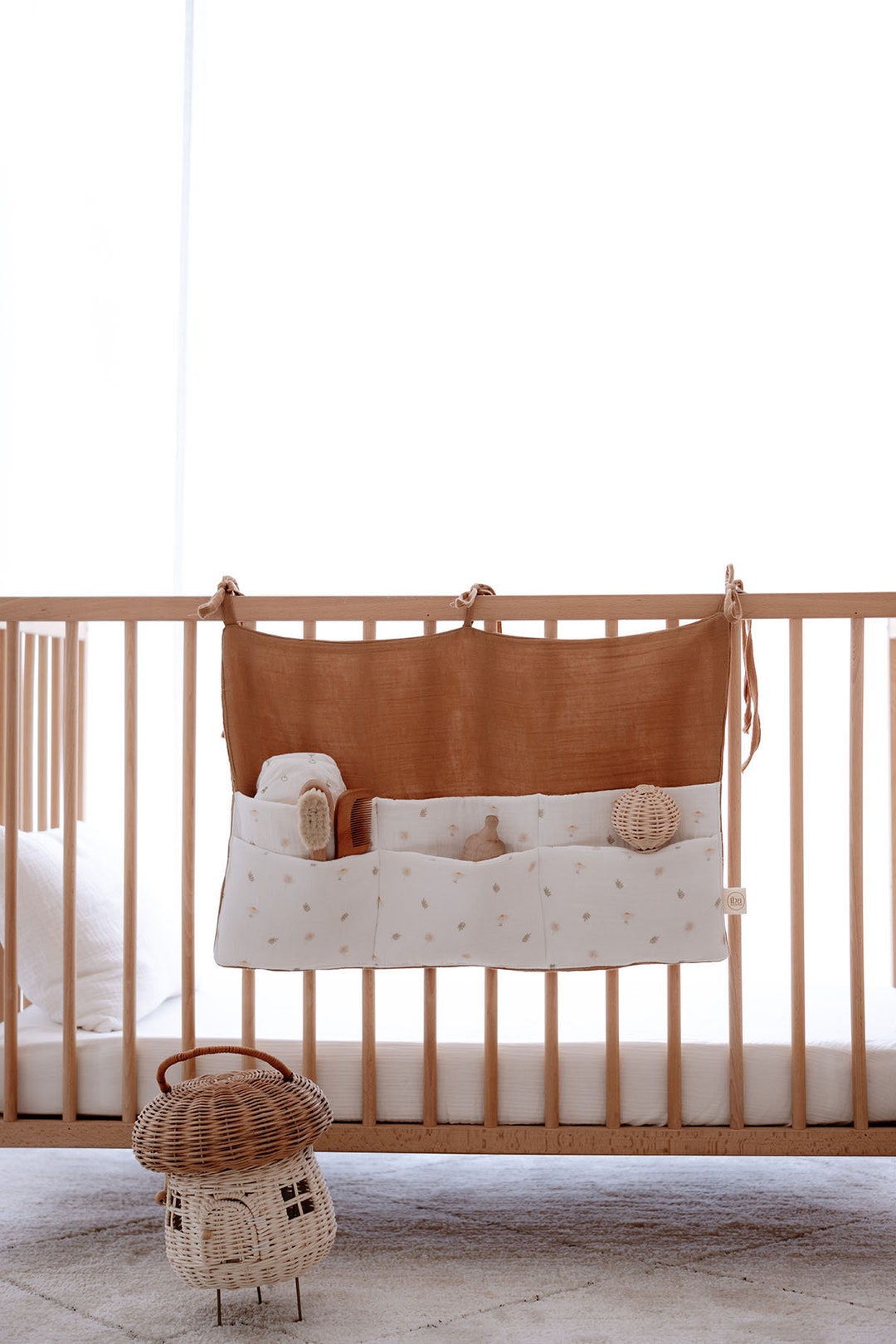 Baby Bed Organizer Bag, Organic Baby Bed Bag Pocket, Nursery Organizer ...