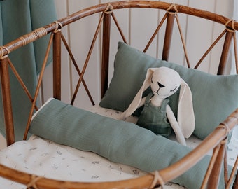 Organic Muslin Linen Baby Bed Linen Set - Duvet Cover & Sheet | Pillowcase Gift | Eucalyptus