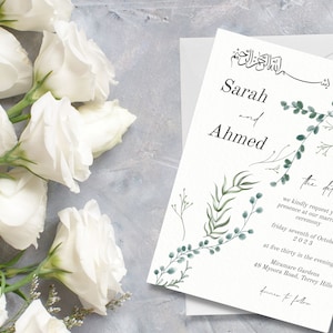 Greenery Nikah Wedding Invitation, Muslim Walima Invite Islamic Wedding | Watercolour, Modern | Printable Digital Download & Editable | LUSH