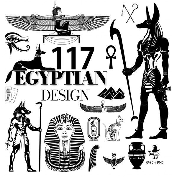 Egyptian Design - Egyptian svg, Egyptian Symbols, Egyptian Clipart, Egypt svg, Egypt Silhouette, Eye of Horus svg, Egypt PNG, Cleopatra,