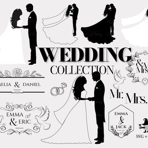 Wedding Collection - Bride and Groom Design, Wedding Monogram, Wedding Couple, Wedding Invitation, Wedding Frame svg, Newlyweds svg, Wedding