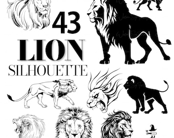 Lion Silhouette - Lion Head svg, Lion Clipart, Lion Face, Lion png, Lions svg, Lion eps, Lion King, Roaring lion svg, Lion Tattoo, Wild Lion