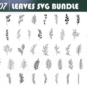 Leaves SVG - 207 Leaves svg Bundle, Leaf svg, Branch svg, Wedding Leaves, Leaf vector, Greenery svg, Leaf border svg, Hand Drawn Leaves svg