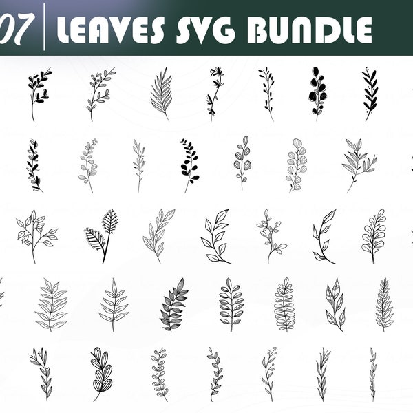 Leaves SVG - 207 Leaves svg Bundle, Leaf svg, Branch svg, Wedding Leaves, Leaf vector, Greenery svg, Leaf border svg, Hand Drawn Leaves svg