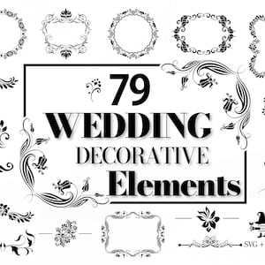 Wedding Decorative Elements - Decorative Frame, Wedding Frame, Wedding Element, Frame Svg, Leaf Divider, Ornaments svg, Border svg, Swirls