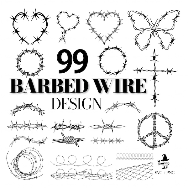 Barbed Wire Design - Barbed Wire Svg, Barbed Heart svg, Barbed Wire Butterfly, Cross Tattoo Barbed Wire, Round Circle Barbed Wire Frame,Wire