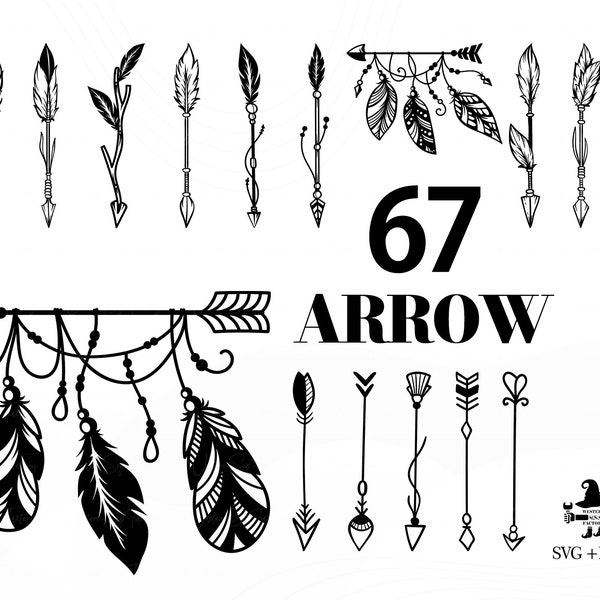 Arrow SVG, Decorative Arrows svg, Boho Arrow Clipart, Hand Drawn Arrow svg, Ethnic Arrow Svg, Arrow Dream Catcher,Arrow Silhouette,Arrow png