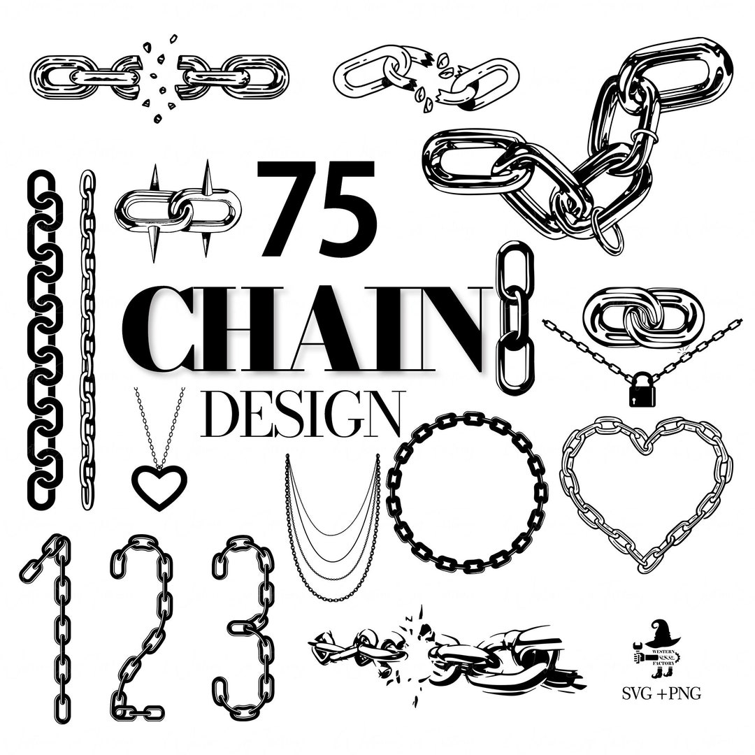 Chain Design, Chain Svg, Chain Silhouette, Chain Clipart, Chain Tattoo, Chains Svg, Chain Frame
