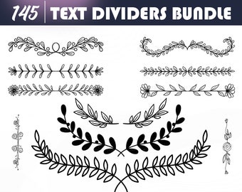 Text Dividers Bundle - Dividers svg, Text Dividers svg, Divider svg, Wedding Divider svg, Divider Silhouette, Divider Clipart, Ornament svg