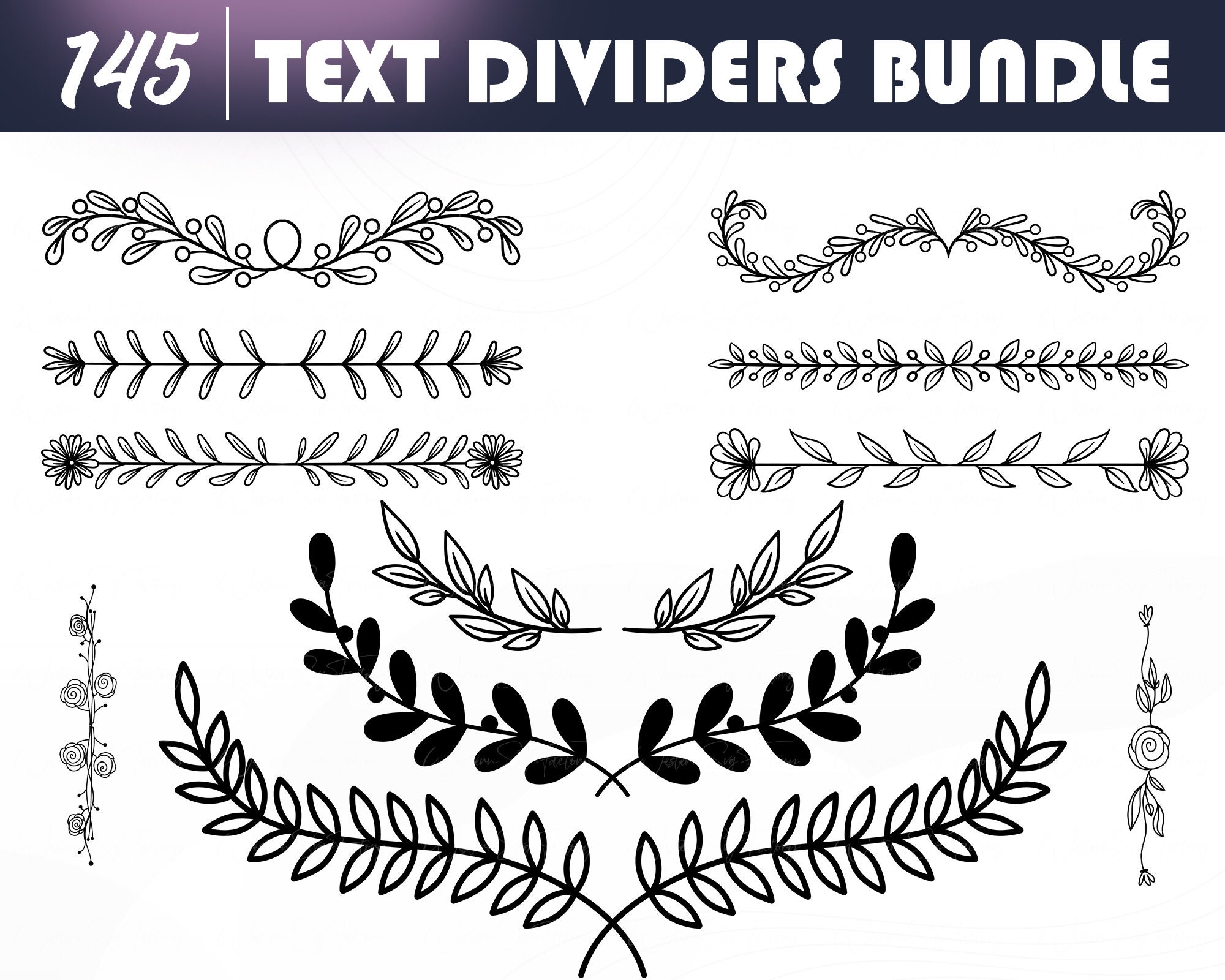 Text Dividers Bundle - Dividers Svg, Text Dividers Svg, Divider Svg ...